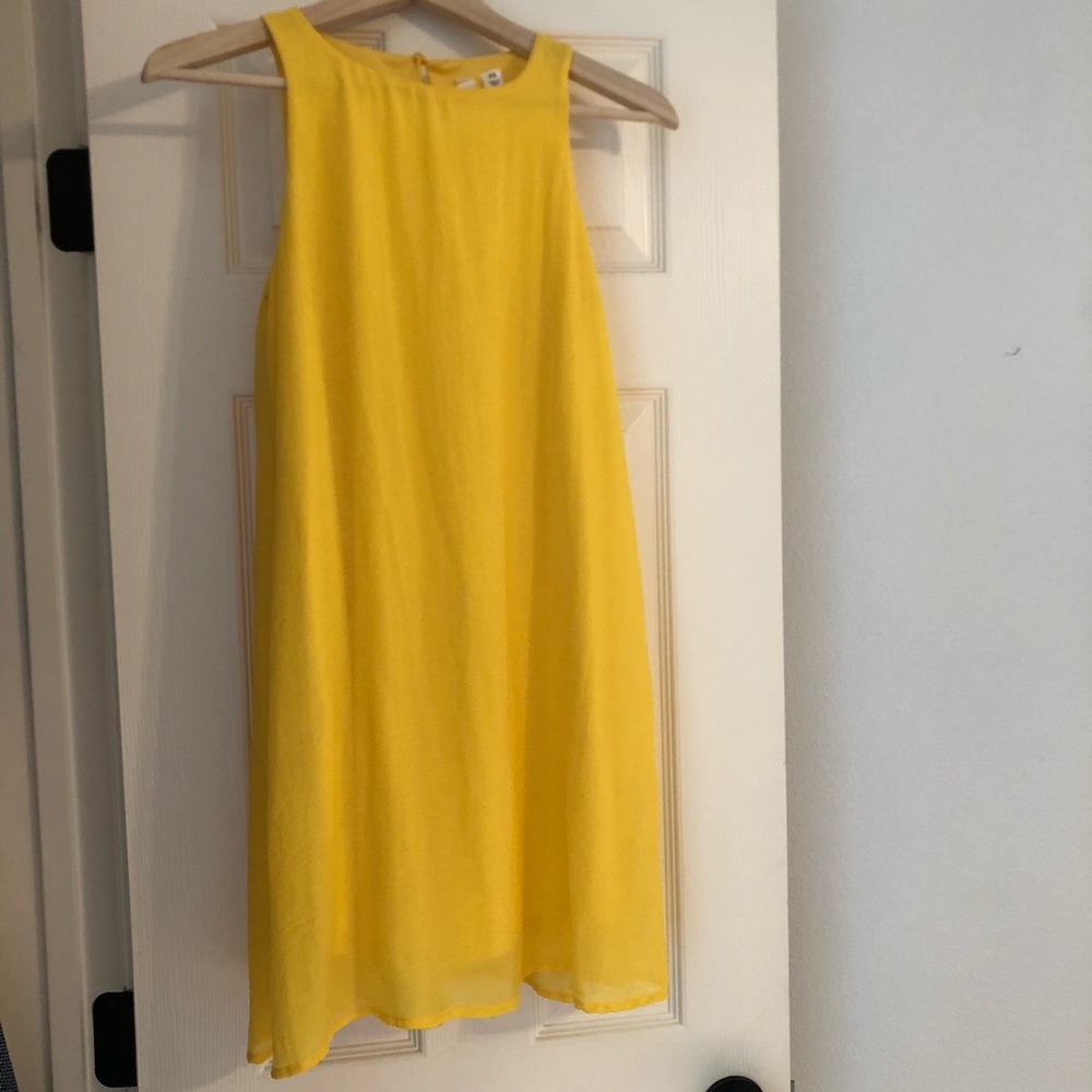Tacera Yellow flowy lined tank shift dress